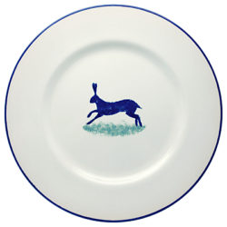 Hinchcliffe & Barber Dorset Delft Hare Dinner Plate, White/Blue, Dia.28cm